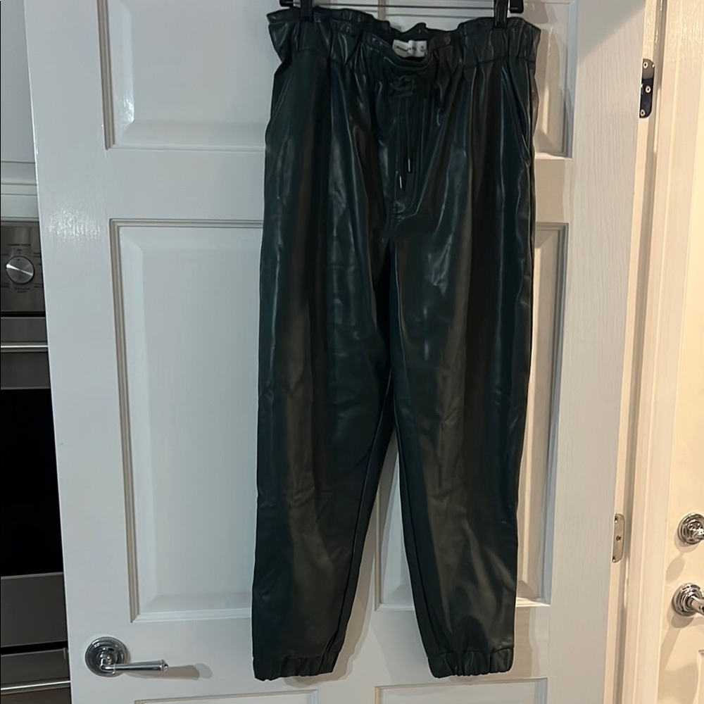 Forest green Faux Leather Joggers
